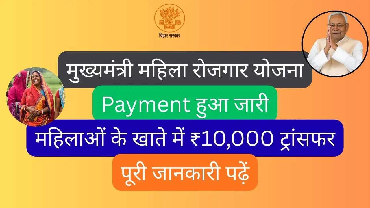 Bihar Mahila Rojgar Yojana 2025 payment release notification